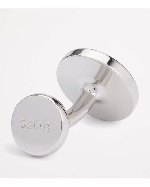 Boss Metallic Round Double B Cufflinks for men