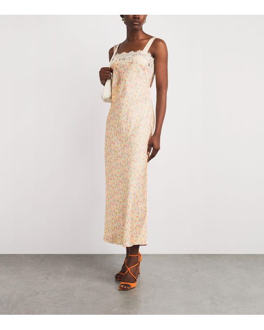 Rixo Natural Lace-Trim Rosamarie Maxi Dress