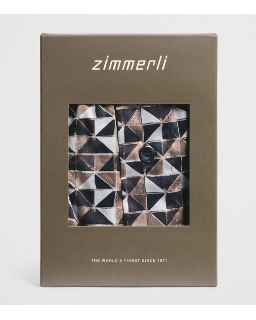 Zimmerli of Switzerland Blue Cotton Sateen Printed Boxer Shorts for men