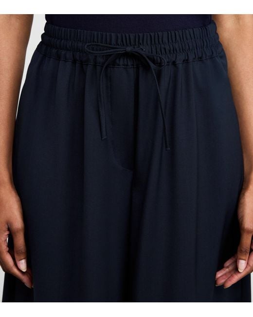 Weekend by Maxmara Blue Virgin Wool Wide-Leg Trousers