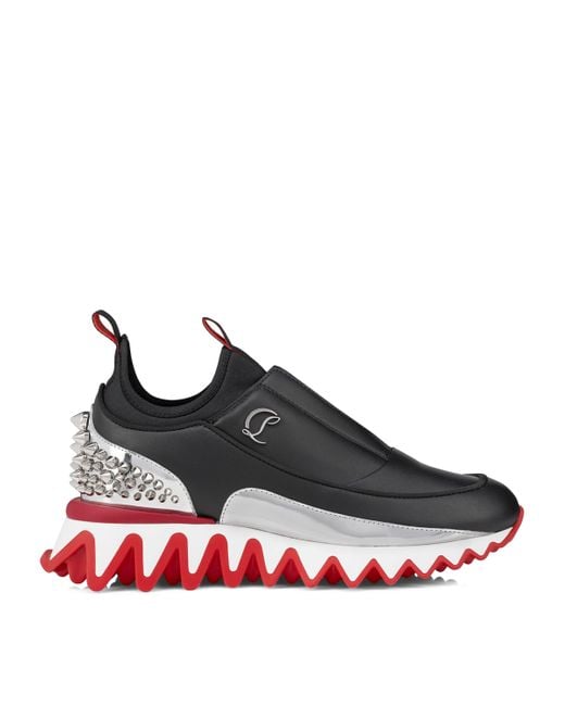 Christian Louboutin Red Sharkyloub Spikes Leather Low-Top Trainers