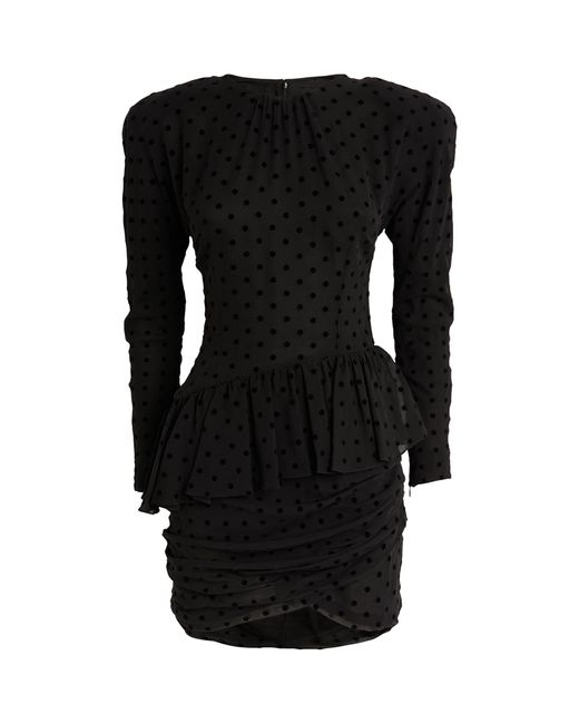 Alessandra Rich Black Silk Polka-dot Mini Dress