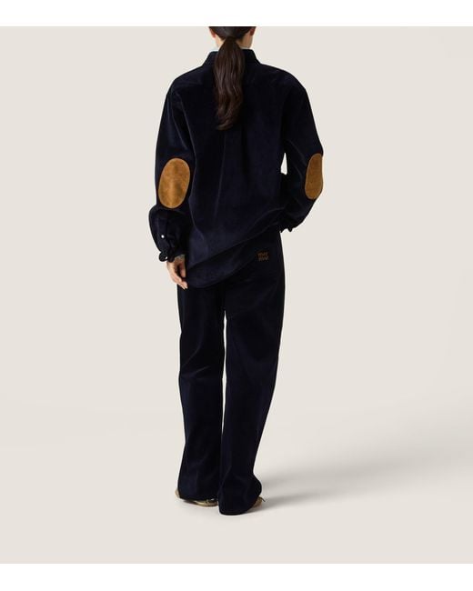 Miu Miu Blue Corduroy Wide-Leg Trousers