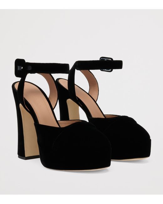 Malone Souliers Black Velvet Mora Buckle Slingback Heels 125