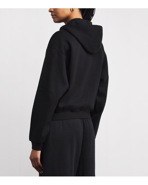 Skims Black Cotton-Blend Fleece Classic Hoodie