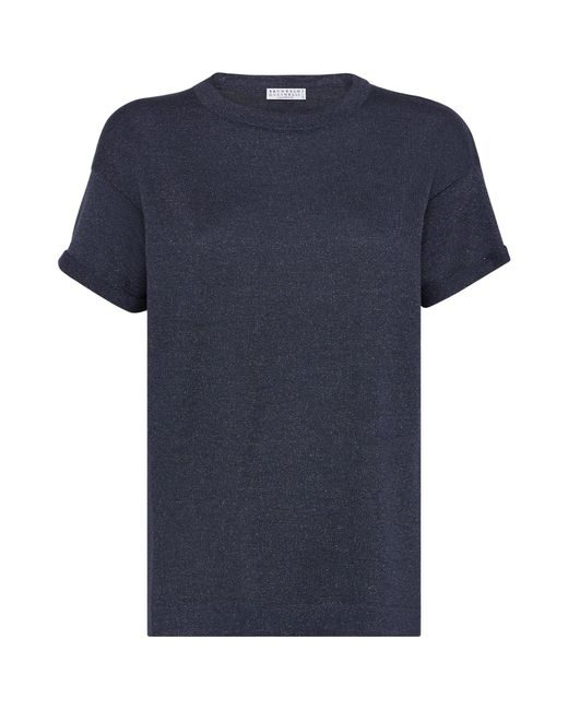 Brunello Cucinelli Blue Silk-cashmere Blend T-shirt