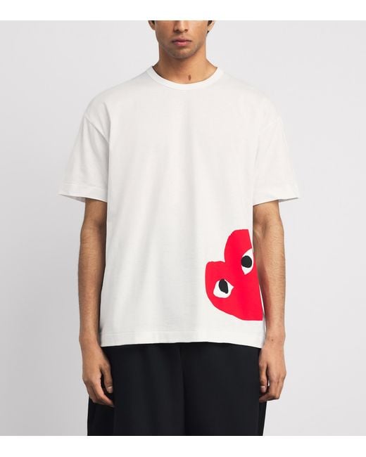 COMME DES GARÇONS PLAY White Cotton Oversized Bottom Heart T-Shirt for men