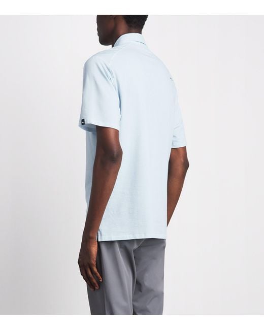 Kjus Blue Pima Cotton Printed Hollow Polo Shirt for men