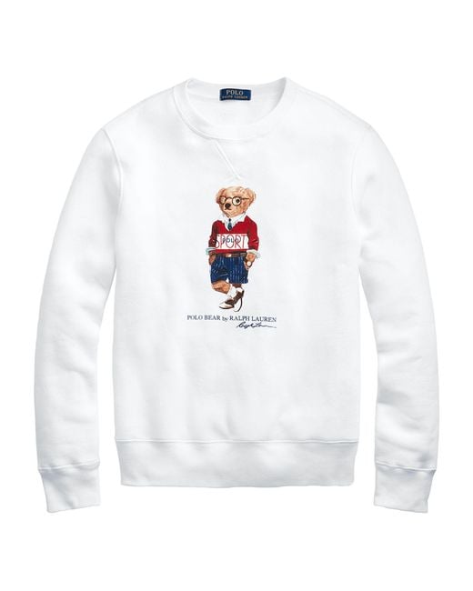 Polo Ralph Lauren White Polo Sport Bear Sweatshirt for men