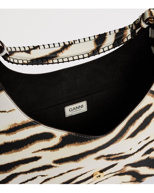 Ganni Natural Small Zebra Kat Shoulder Bag