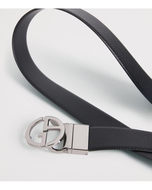Giorgio Armani Black Leather Logo Belt for men