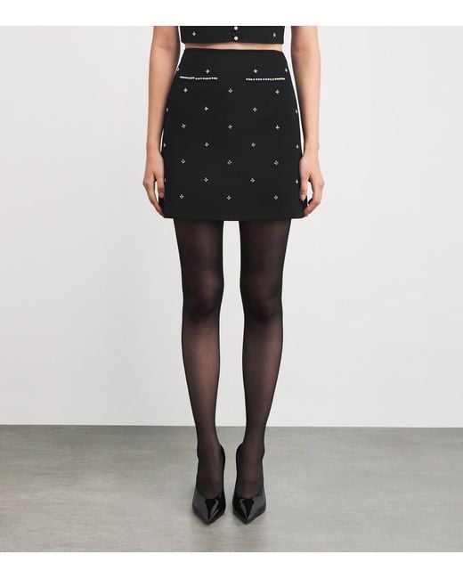 Sandro Black Rhinestone-Embellished Mini Skirt