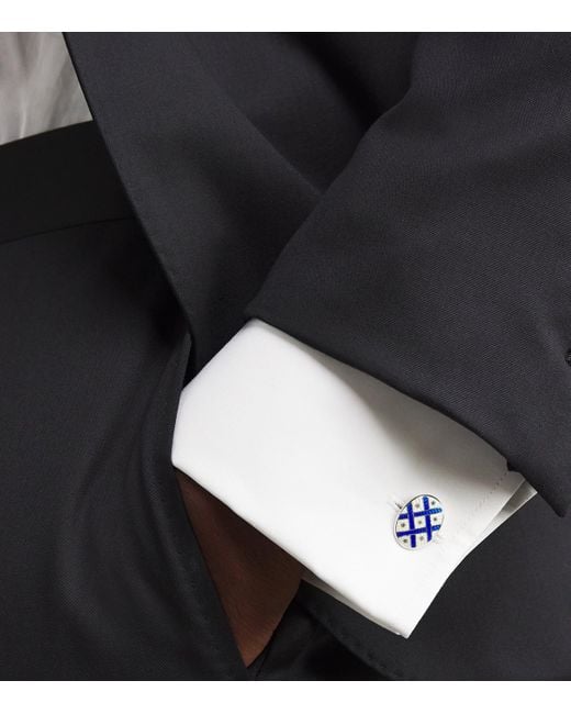 Deakin & Francis Blue Sterling Fancy Pattern Cufflinks for men