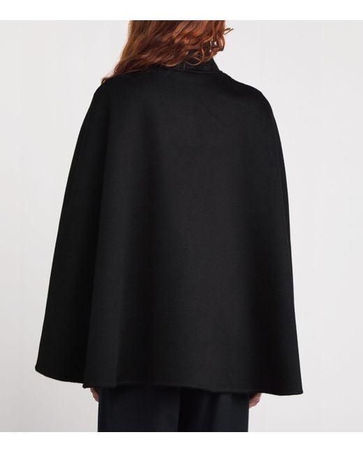 Colombo Black Double Cashmere Cape Coat
