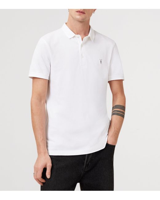 AllSaints White Organic Cotton Reform Polo Shirt for men