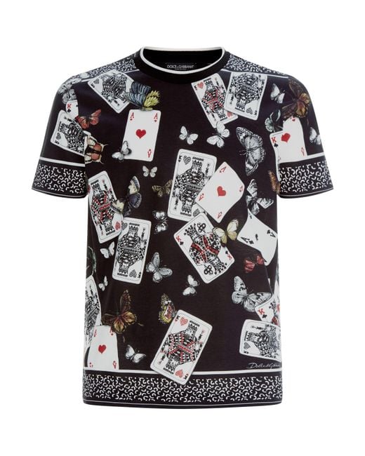 Dolce & Gabbana Black Playing Cards T-shirt for men