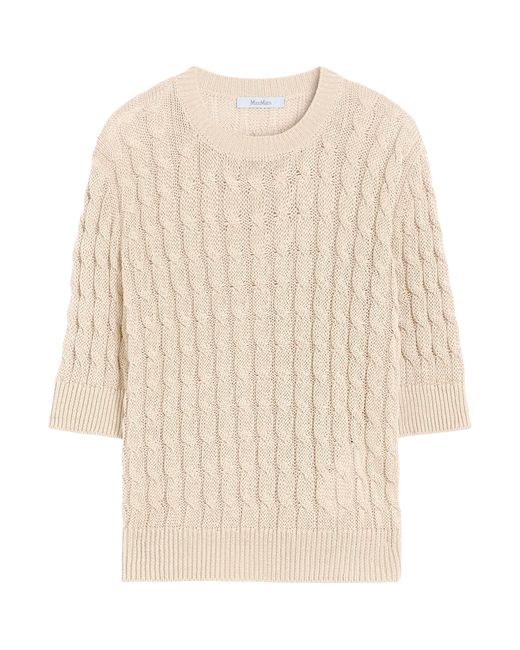 Max Mara Natural Linen Cable-Knit Sweater