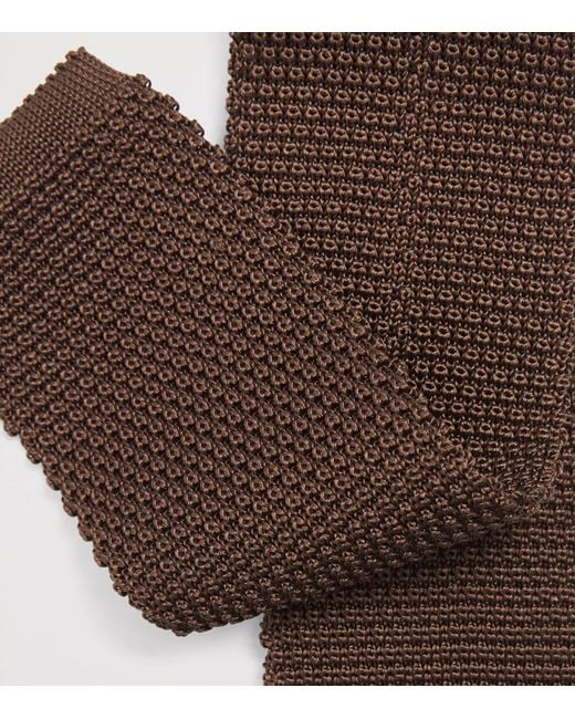 Corneliani Brown Silk Knitted Tie for men