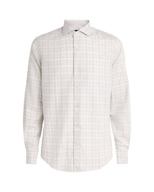 Paul & Shark White Cotton-Cashmere Check Shirt for men