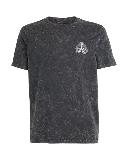 Moose Knuckles Black Geometric Logo T-shirt for men