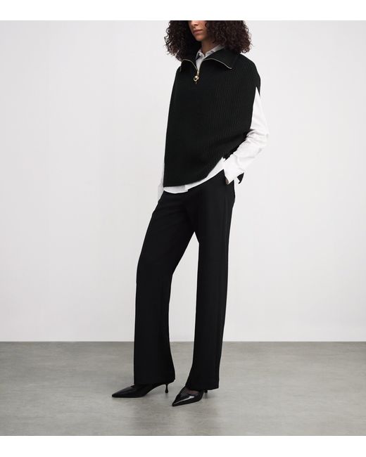 Joseph Black Cashmere-Blend Ribbed Raffet Sweater