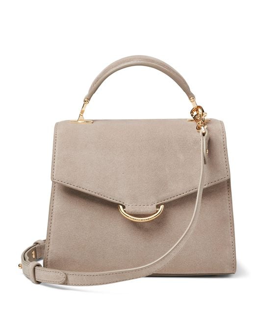 Aspinal Natural Midi Suede Mayfair 3 Top-Handle Bag