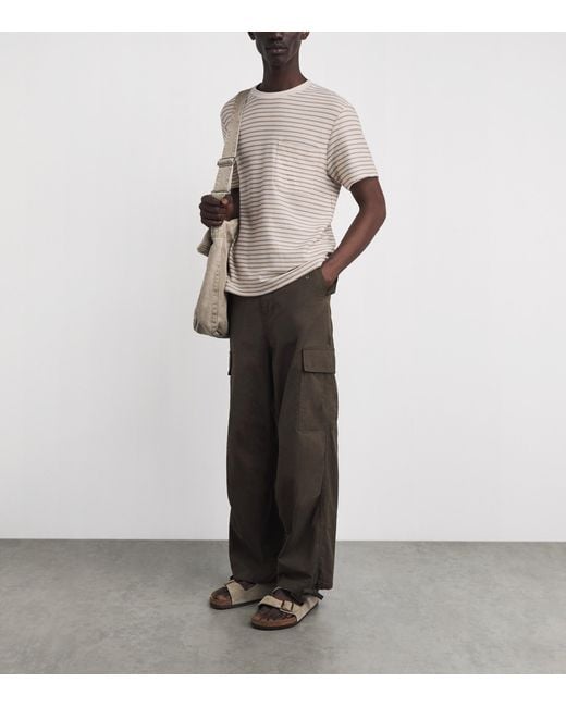 FRAME White Cotton Rib-Knit Stripe T-Shirt for men