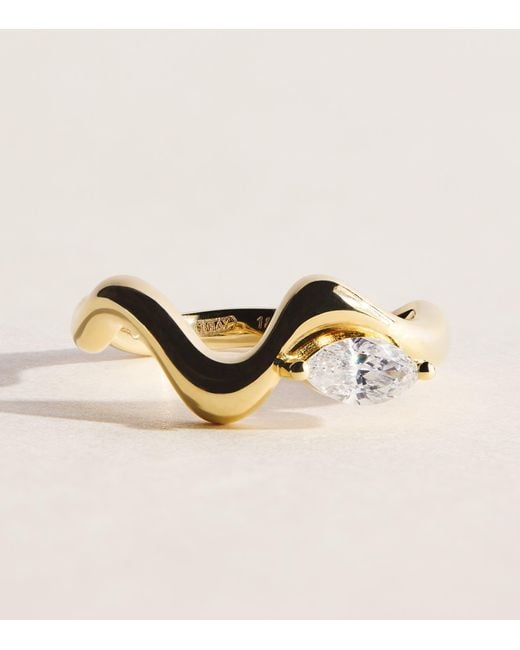 SHAY Natural And Diamond Marquise Wave Ring