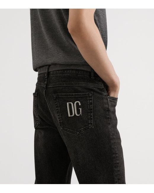 Dolce & Gabbana Black Dg Patch Slim Jeans for men