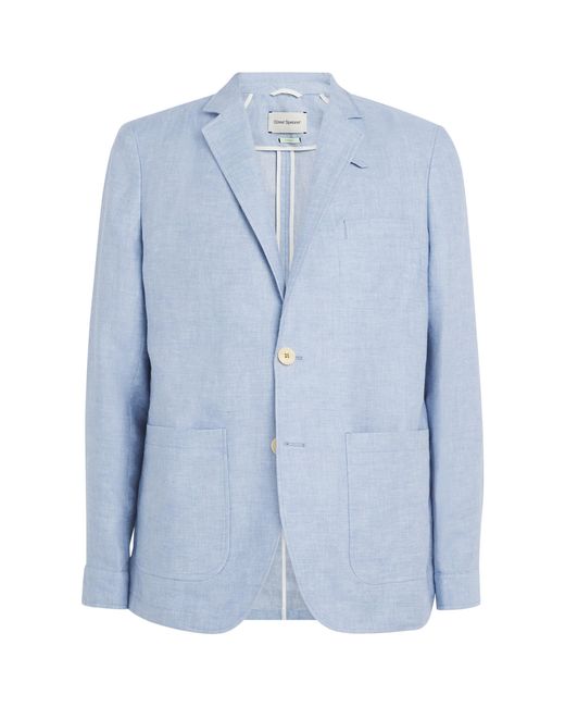 Oliver Spencer Blue Linen Blazer for men