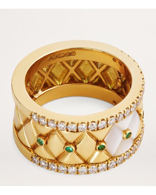 L'Atelier Nawbar Metallic Small, Diamond, Emerald And Pearl Bond Street Ring