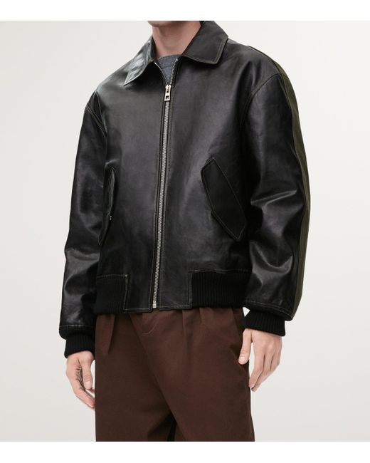 Loewe Black Hybrid Bomber Jacket In Nappa Calfskin And Cotton for men