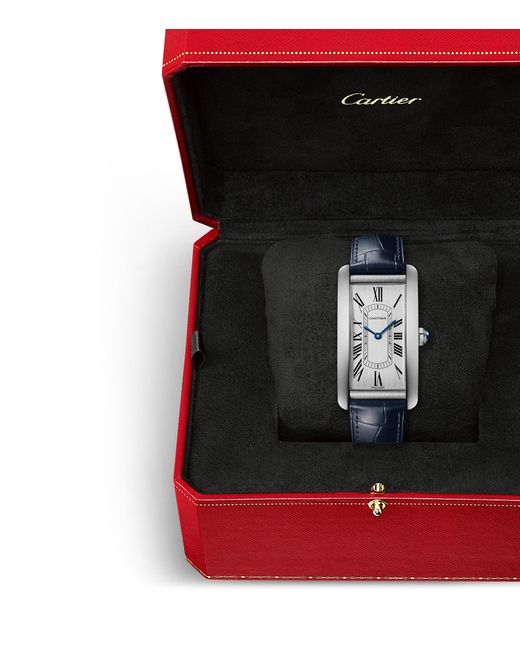 Cartier Blue Large Stainless Steel Tank Américaine Watch