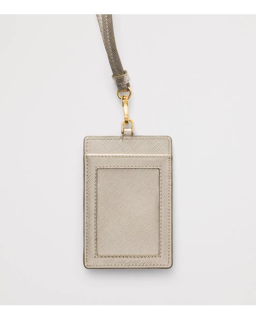 Prada White Saffiano Leather Badge Holder