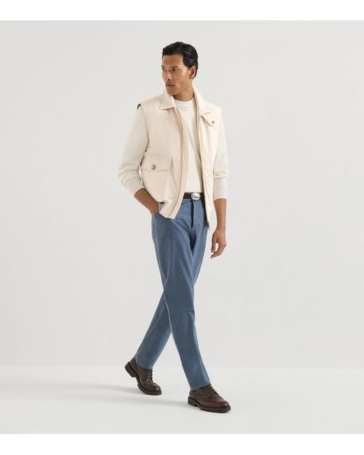 Brunello Cucinelli Blue Virgin Wool Slim Trousers for men