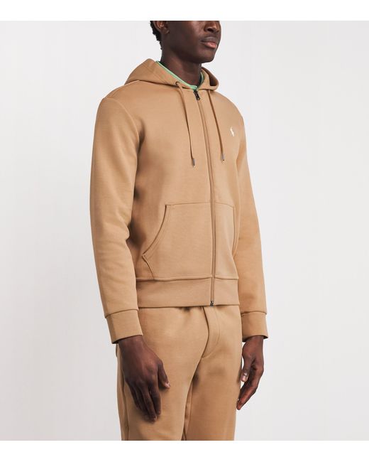 Polo Ralph Lauren Brown Tech Knit Zip-Up Hoodie for men