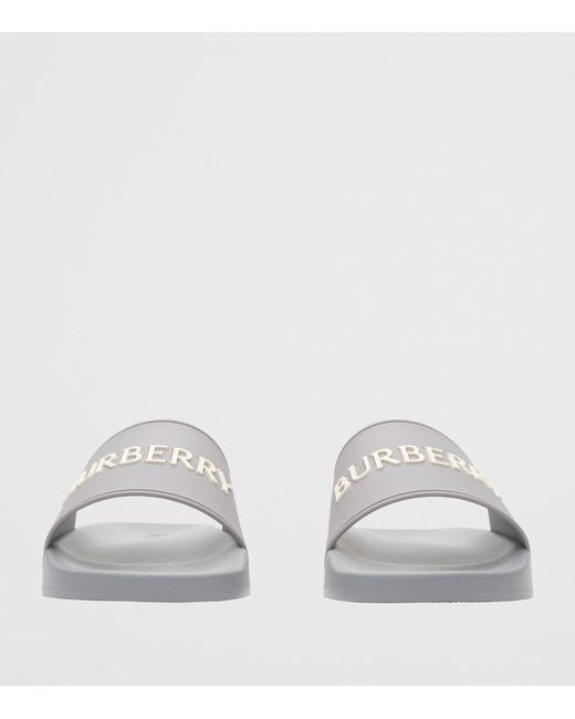 Burberry White Logo Slides for men
