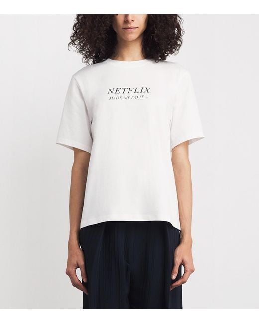 Victoria Beckham White Organic Cotton Slogan T-Shirt