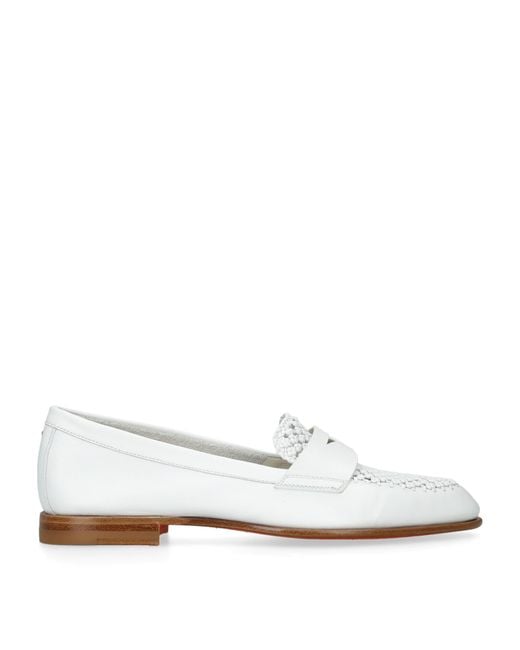 Santoni White Leather Luce Loafers