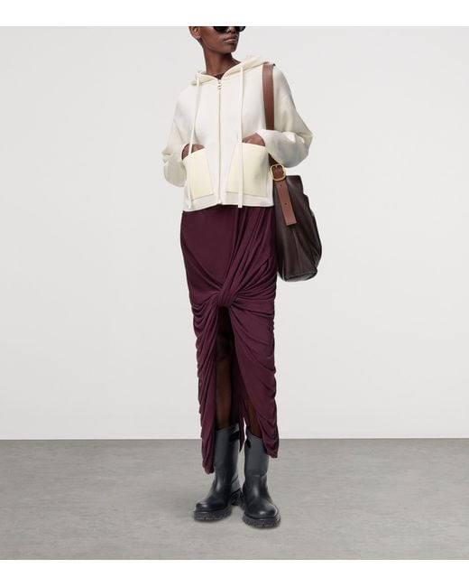 Loewe White Wool Leather-Pocket Hoodie