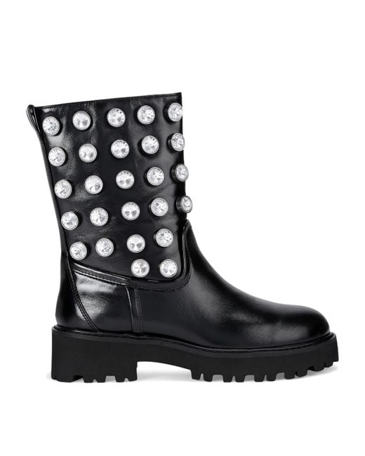 Kurt Geiger Black Patent Leather Embellished Octavia Ankle Boots