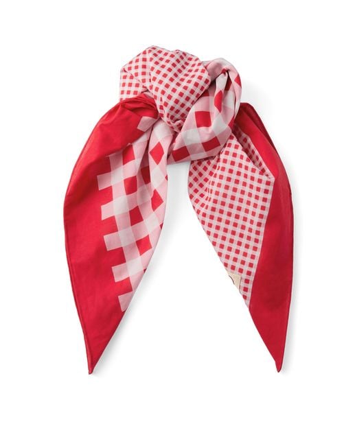Jimmy Choo Red Cotton Gingham Sula Bandana