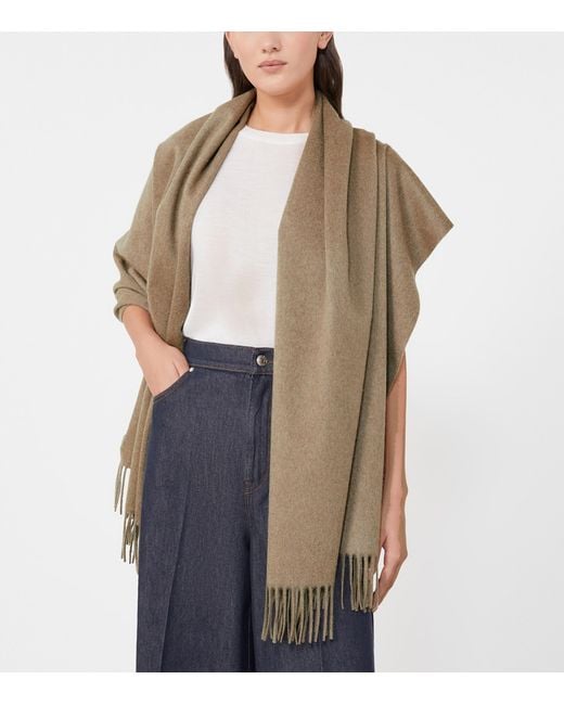Max Mara Natural Cashmere Fringed Scarf