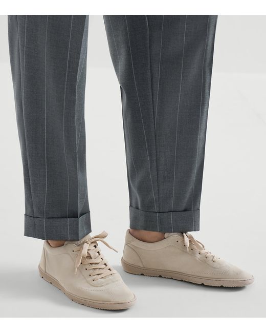 Brunello Cucinelli Natural Suede Low-Top Sneakers for men