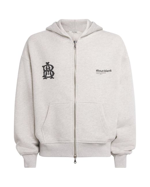 About Blank Gray Cotton Monogram Hoodie for men
