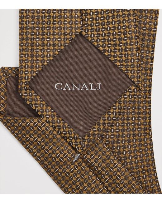 Canali White Silk-Wool Jacquard Tie for men
