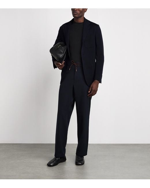 Canali Blue Wool Jersey Knit Blazer for men