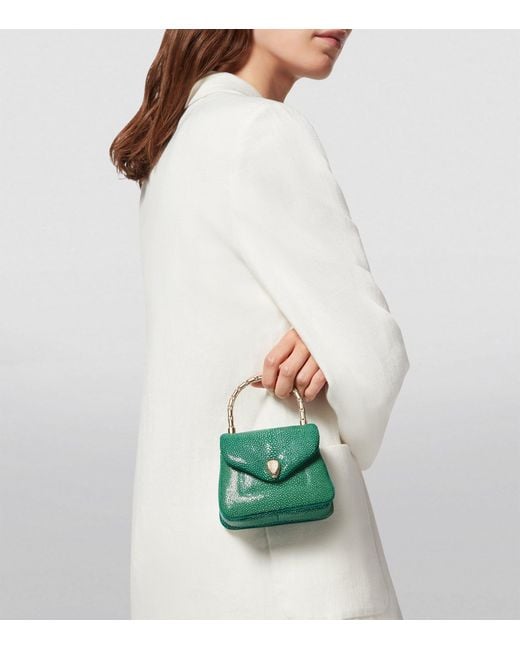 BVLGARI Green Leather Serpenti Reverse Top-handle Bag