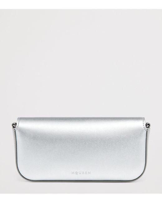 Alexander McQueen Gray Small Leather Skull Flower Cross-Body Bag