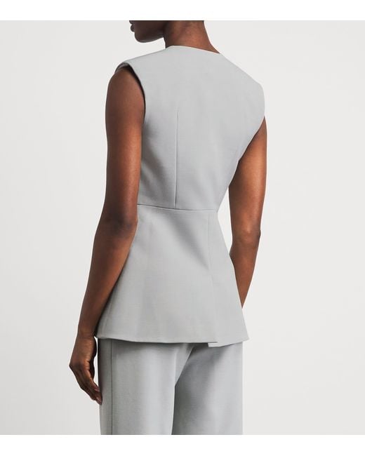 Huishan Zhang Gray Crepe Embellished Sigrid Sleeveless Jacket